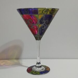 Hand-Painted Multicolor Decorative Martini Glass - Vibrant Home Accent